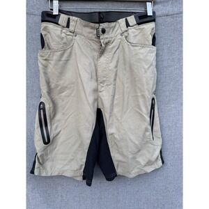 ZOIC Ether Men's Trail Cycling Bike Shorts‎ Padded Tan Black Sz Large